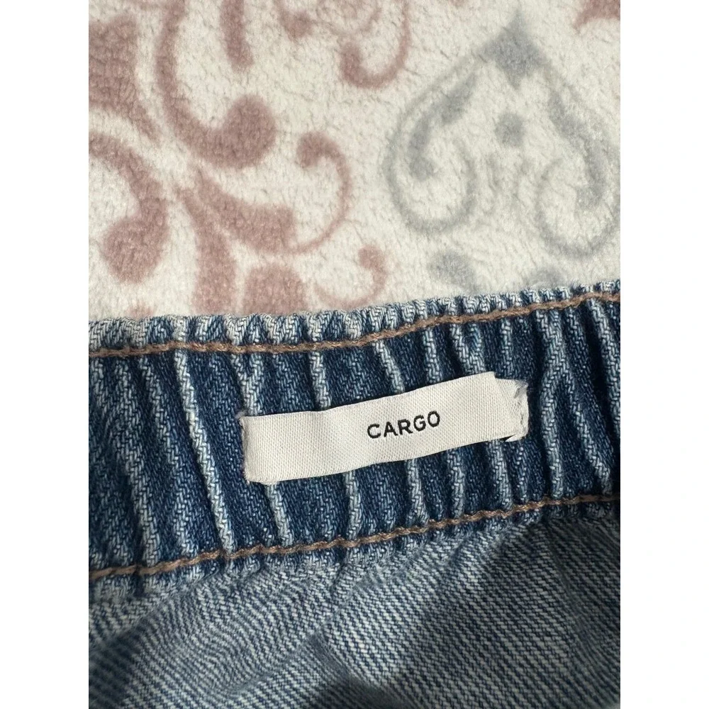 Forever 21+ Premium Blue Cargo Jeans Wide Leg High Rise Plus Size 18 Elastic Bac